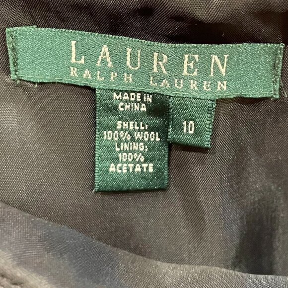 EUC VTG LRL 100% Wool Trumpet Hem Herringbone Midi Skirt Charcoal 10 - Picture 4 of 5